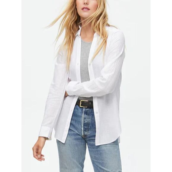 Michael Stars Joanna Lightweight Button Down Shirt - White - Picture 2 of 10